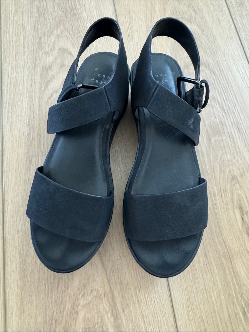 a new day Black Suede Slingback Sandals with Buckle